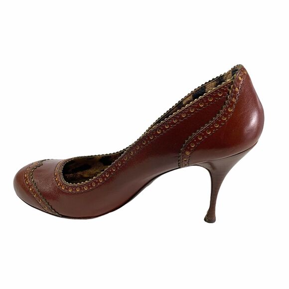 Authentic Burgundy D&G Dolce & Gabbana Shoes Heels Slip On Pumps 40 Wing Tip 7.5 - Picture 4 of 12
